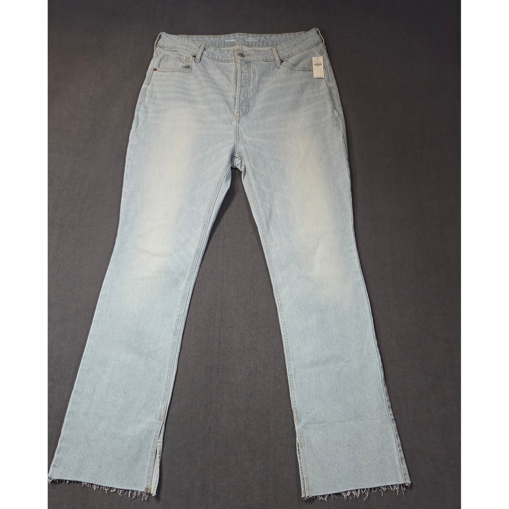 Old Navy Kicker Boot-Cut Jeans Womens 14 Light Wash High Rise Raw Hem 647254